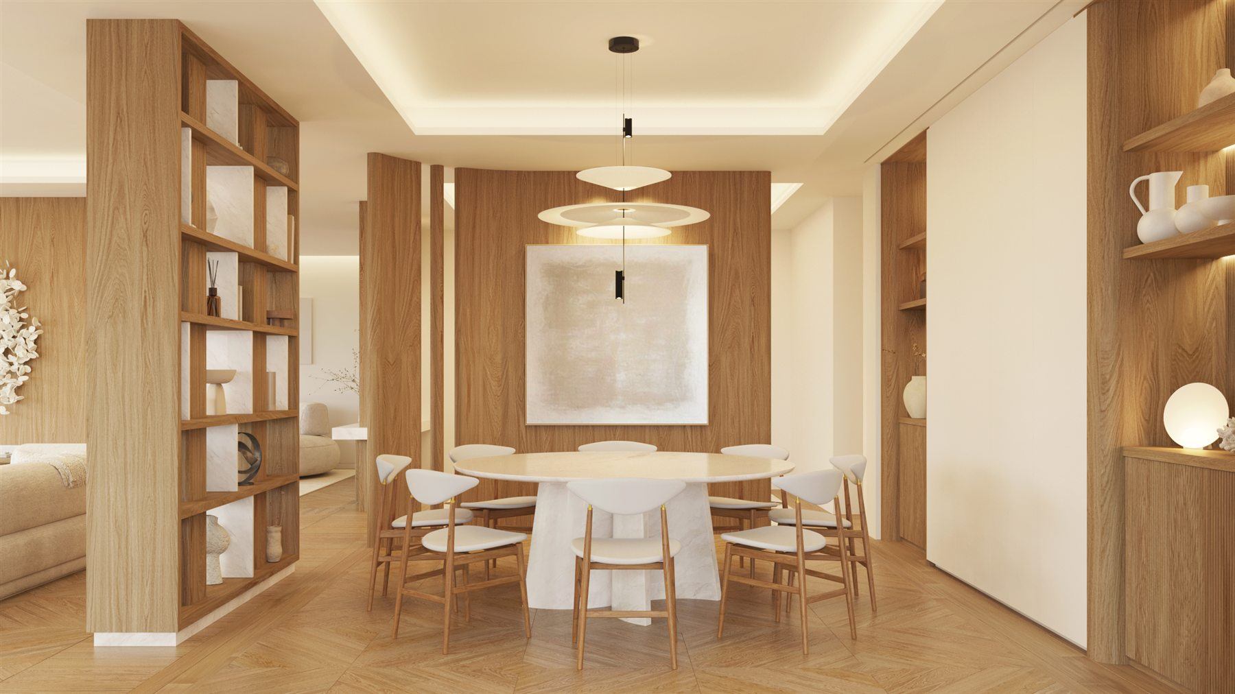 Dining room of one of the José Abascal 57 residences